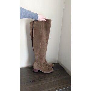 $300 DOLCE VITA OHANNA US 6.5M OVER THE KNEE OTK BROWN SUEDE BLOCK HEEL